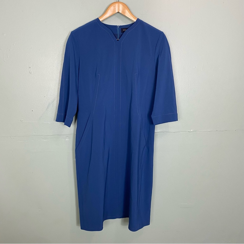 Piazza Sempione Blue 3/4 Sleeve Shift Dress Midi